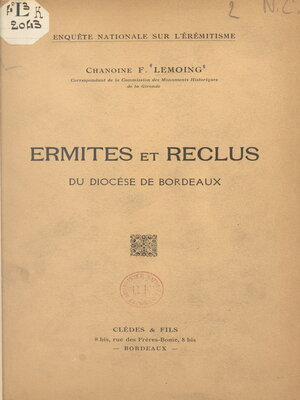 cover image of Ermites et reclus du diocèse de Bordeaux